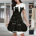 thumbnail image 1 of Black Cat Pattern Print Women's Classic Swing Skater Dress Casual Work Party Cocktail Dresses, 1 of 6