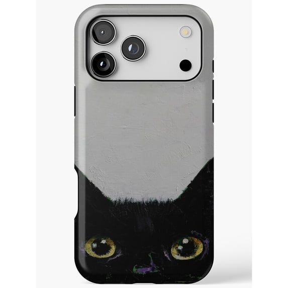 Black Cat Peeking with Yellow-Green Eyes Tough Phone Case, Dual-Layer ...