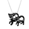 thumbnail image 1 of Black Cat Pendant Necklace Rhinestone Crystal Rhodium Plated 17 Inch Snake Chain J0600, 1 of 3