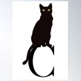 thumbnail image 1 of Black Cat Perched On A C Poster Wall Art, Modern Wall Decor For Living Room Bedroom, 24x36 UNFRAMED, 1 of 3