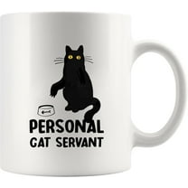 Black Cat Personal Cat Servant Mug – Funny Gift for Cat Lovers – Cute Ceramic Coffee Cup for Cat Moms, Dads, Friends & Family