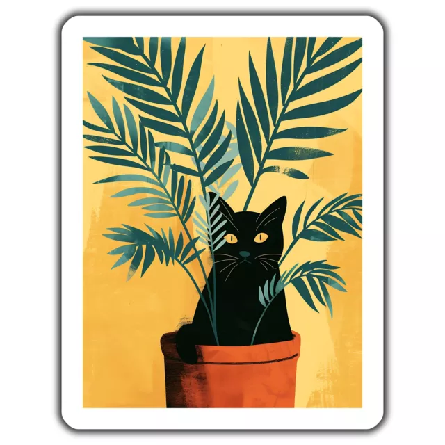 black-cat-in-plant-pot-sticker-cute-cat-sticker-botanical-art-sticker