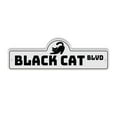 thumbnail image 1 of Black Cat Plastic Street Sign - 7 Inch X 20 Inch Gift Pet Feline Animal Superstition Halloween Spooky Decor Mysterious Night Playful, 1 of 4