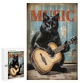 Black Cat Plays Guitar Novelty Wood Sign for Bedroom Living Room
