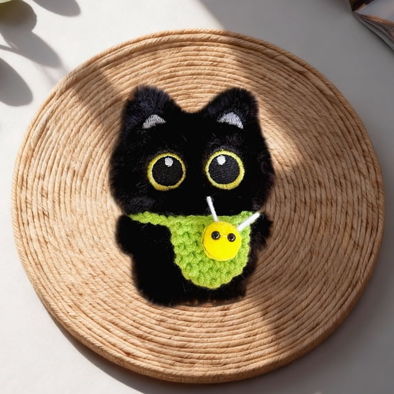 Black Cat Plush Keychain Purse Charm Cat Lover Gifts Bag Charm Car Handbags Keychain Accessories, Cute Cat Key Decorating Gift for Her