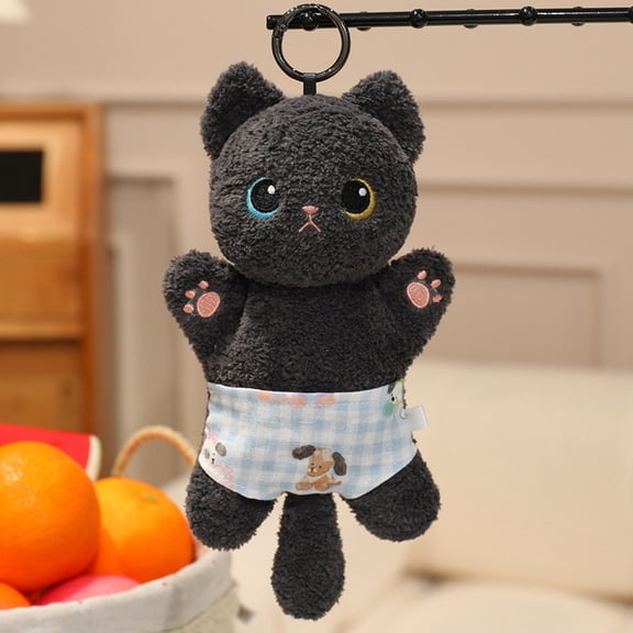 Black Cat Plush Toy Cute Kitten Stuffed Animal Soft Hugging Toy for Kids Girls Birthday Gift and Room Decor