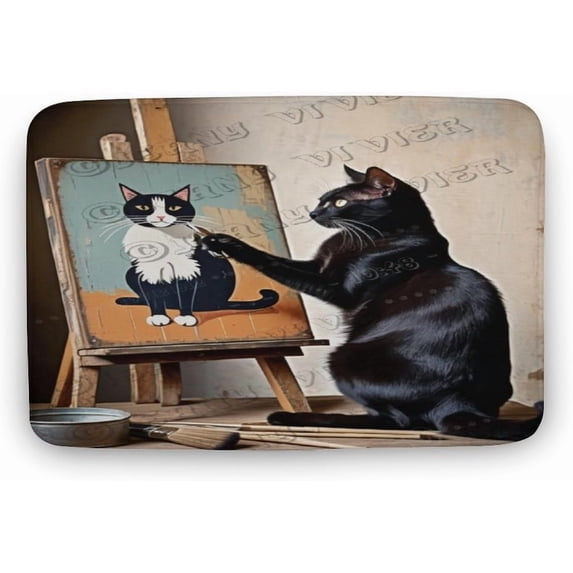 Black Cat Print Bath Mats for Bathroom, Soft Absorbent Black Cat Bath ...