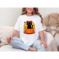 thumbnail image 1 of Black Cat Pumpkin Girls Halloween Costume Fall Season Celebration Unisex T-shirt, up to size 5XL., 1 of 2