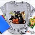 thumbnail image 1 of Black Cat Pumpkin Halloween Teacher T-Shirt, Cute Spooky Fall Tee for Educators, Fun October Classroom Shirt for Women, Trick or Treat Top, 1 of 5