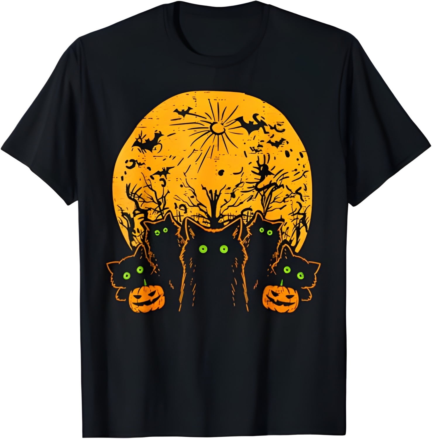 Black Cat Pumpkin Moon Halloween Costume Cat Lover Men Women TShirt
