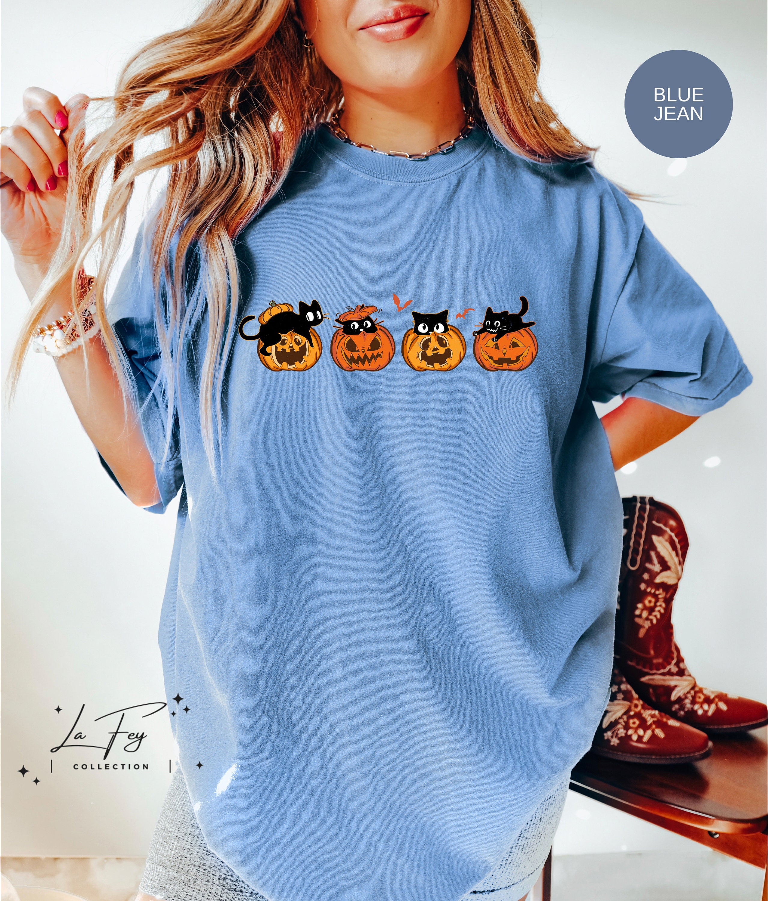 Black Cat Pumpkin Shirt, Halloween TShirt, Black Cat Shirts, Halloween