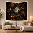 thumbnail image 1 of Black Cat in a Pumpkin Wreath Under Full Moon, Mystical Gothic Style for Halloween Decor Lovers, Haunted Wall Decor, Halloween Gift, Tapestry Wall Hanging for Bedroom and Entryway, 1 of 7