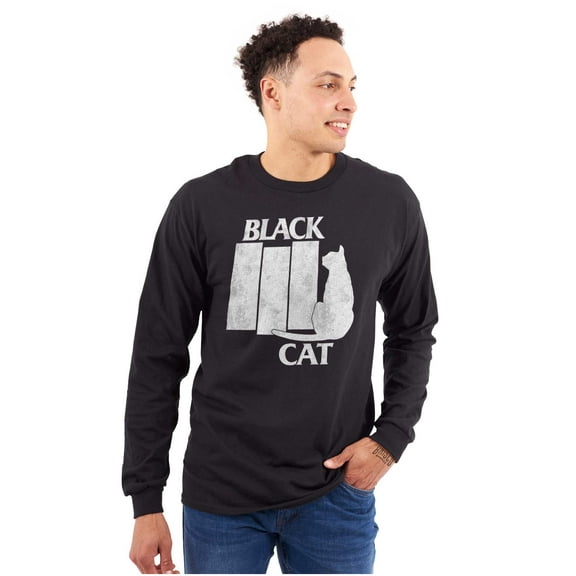 Black Cat Punk Rock Kitty Lovers Long Sleeve TShirt Men Women Brisco Brands X