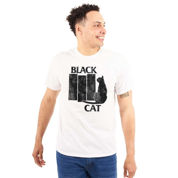 Black Cat Punk Rock Kitty Lovers Plus Size Crewneck Graphic Tee Shirt Brisco Brands 2X