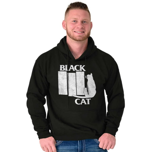 Black Cat Punk Rock Kitty Lovers Unisex Plus Fleece Graphic Hoodie Brisco Brands 2X