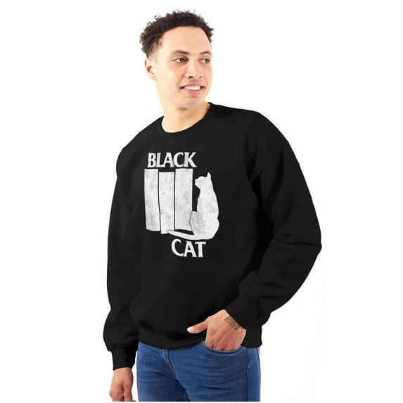 Black Cat Punk Rock Kitty Lovers Unisex Plus Fleece Graphic Sweatshirt Brisco Brands 2X