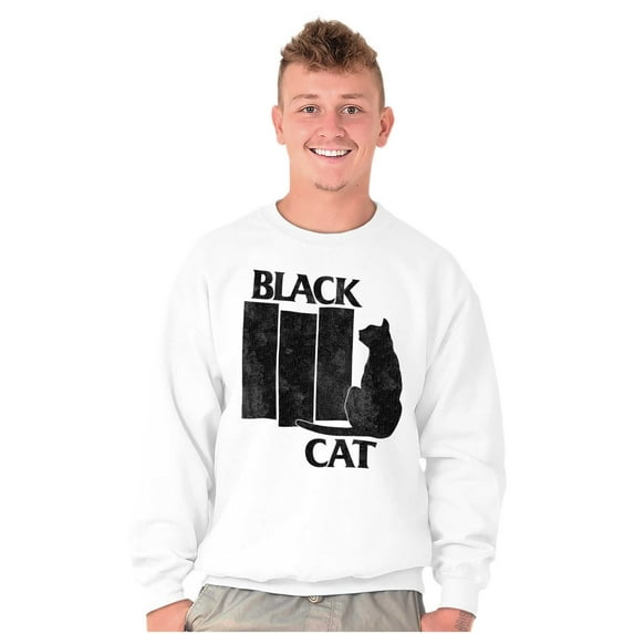 Black Cat Punk Rock Kitty Lovers Unisex Plus Fleece Graphic Sweatshirt Brisco Brands 3X