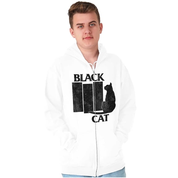 Black Cat Punk Rock Kitty Lovers Zip Up Hoodie Men's Women's Brisco Brands X