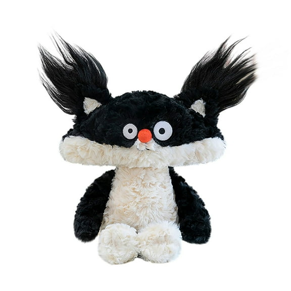 Black Cat Raccoon Fox Plush Toy, Crazy Funny Doll Soft Stuffed Animal With Fuzzy Hair, For Girls Sleeping Pillow, Gift For Kids, Home Decoration
