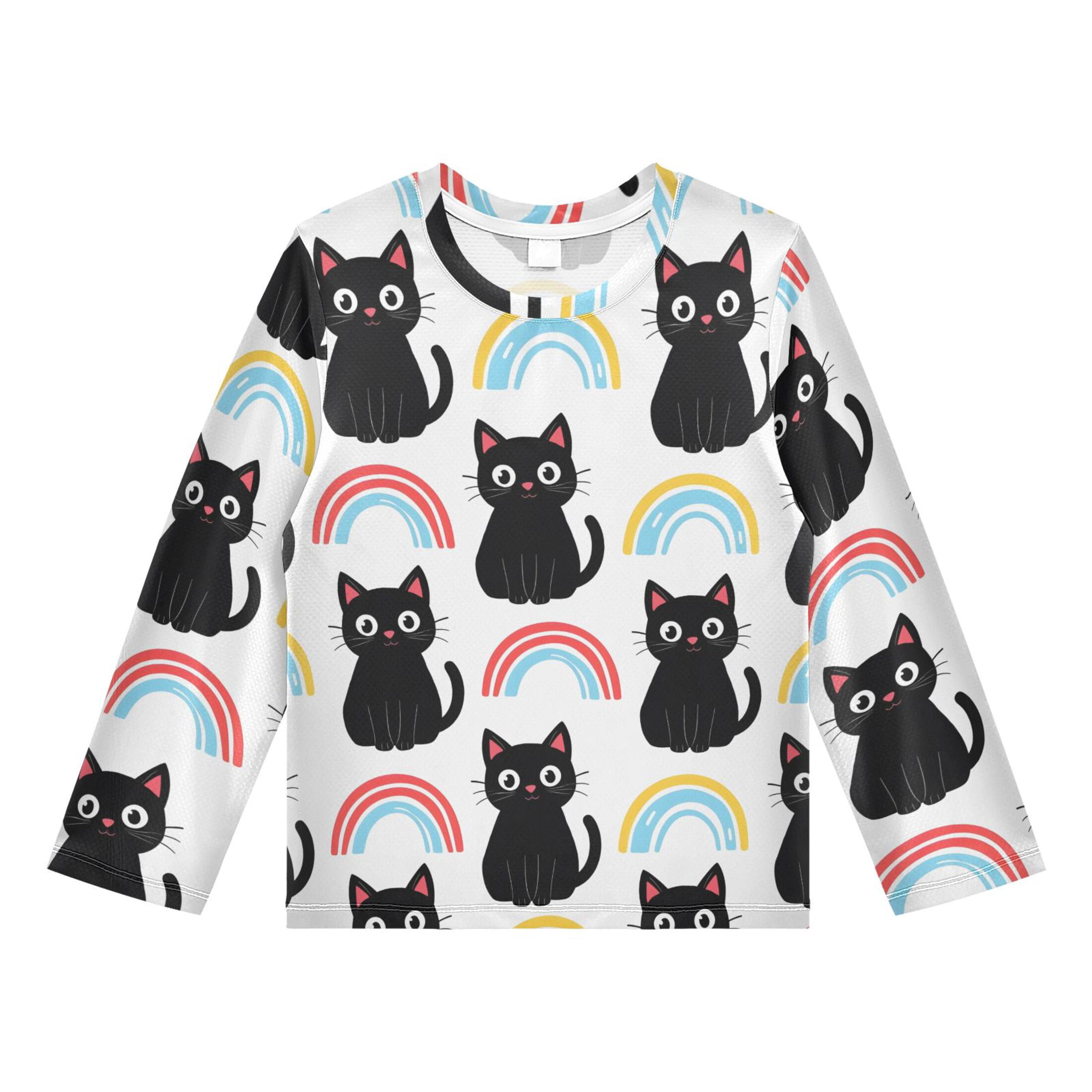 Black Cat Rainbow Boys' Rash Guard Shirts UPF 50 Plus Sun Protection ...
