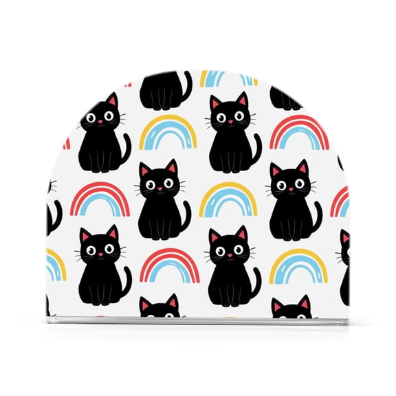 Black Cat Rainbow Napkin Holder Acrylic Napkin Dispenser Clear Modern Tabletop for Kitchen Counter 2 Pack