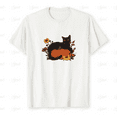 thumbnail image 1 of Black Cat Resting With Pumpkin Autumn Flowers Cozy Seasonal Style Unisex T-Shirt up to size 5XL, 1 of 2