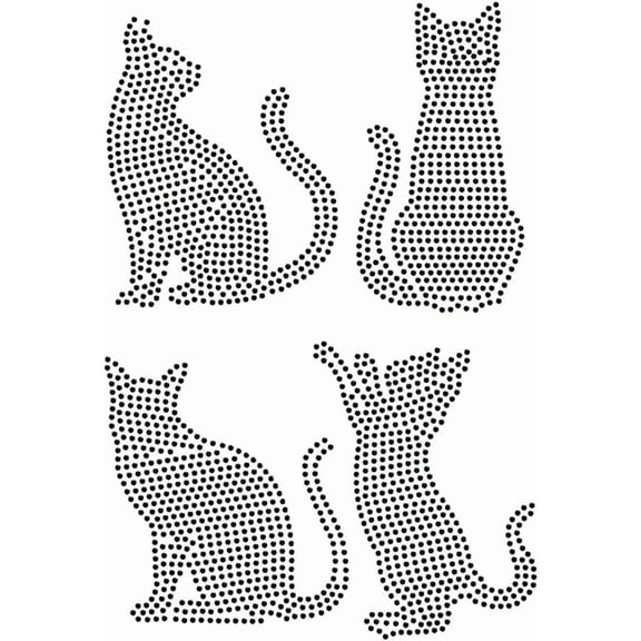 Black Cat Rhinestonet Iron on Transfer 11.7x8.3 Inch Heat Transfer Decal Bling Decals Clear Rhinestone Template Clothing Repair Applique for T-Shirt Clothing Pants Bags