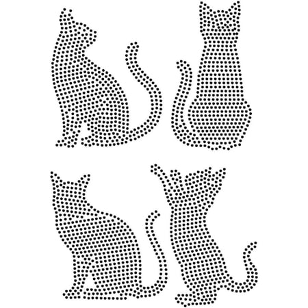 Black Cat Rhinestonet Iron on Transfer 11.7x8.3 Inch Heat Transfer Decal Bling Decals Clear Rhinestone Template Clothing Repair Applique
