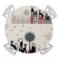thumbnail image 1 of Black Cat Round Tablecloth for 55-60 Inch Tables, Fitted Table Cover with Elastic Edge, Cartoon Modern Art Waterproof Outdoor Table Cloth Protector for Patio Garden Dinner Picnic, 1 of 9
