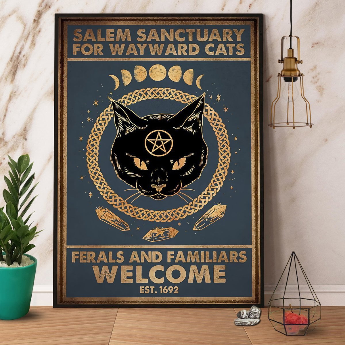 Targa in metallo con scritta Halloween Salem Sanctuary for Wayward Cats, stile shabby chic vintage - Italia