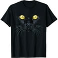 thumbnail image 1 of Black Cat Shirt Yellow Eyes Kitty Kitten Cat Face T-Shirt TShirt, 1 of 4