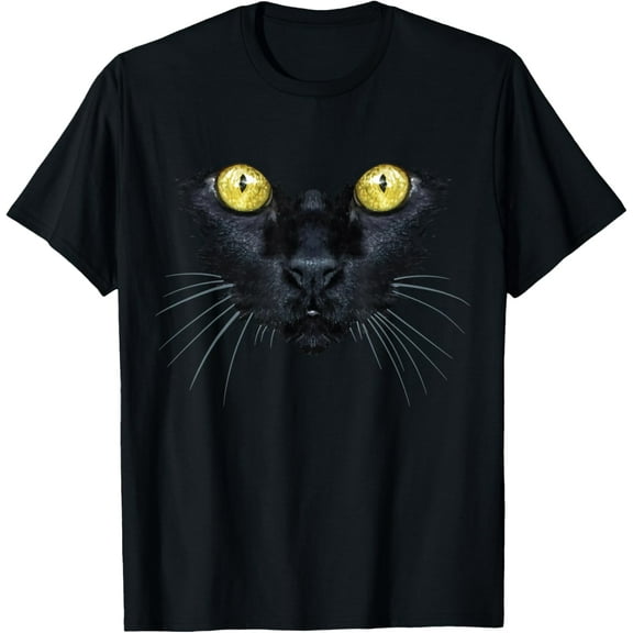 Black Cat Shirt Yellow Eyes Kitty Kitten Cat Face T-Shirt TShirt