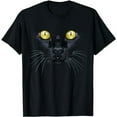 thumbnail image 1 of Black Cat Shirt Yellow Eyes Kitty Kitten Cat Face T-Shirt, 1 of 5