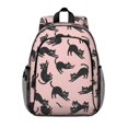 thumbnail image 1 of Black Cat Silhouette Pink Pattern Backpack for School, Cute School Bag with Adjustable Shoulder Straps and Padded Back, 15"x11.42"x5.5", 1 of 5