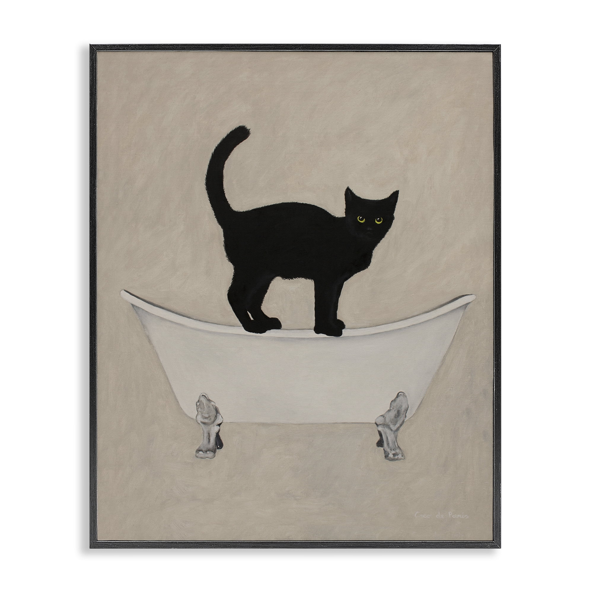 Black Cat Simple Claw Foot Bathtub Bathroom Painting Black Framed ...