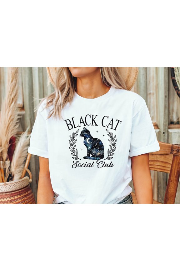 Black Cat Social Club Shirt: Gothic Cat Lover Tee All Size S-5XL