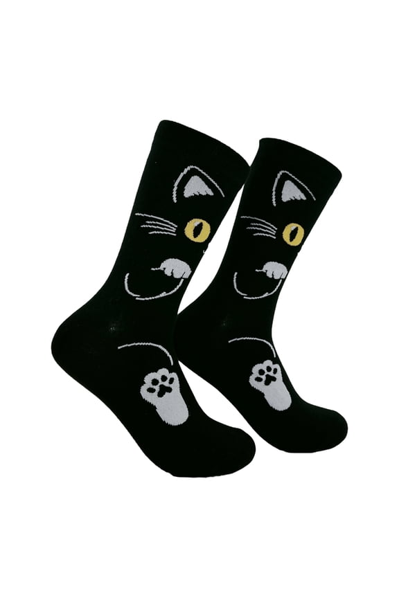 Black Cat Socks Funny Sarcastic Kitten Graphic Novelty Footwear for Ladies