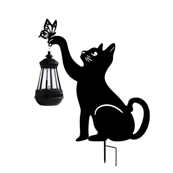 Black Cat Solar Lawn Lamp Provide Illumination-Brightness Light Sensing Switch