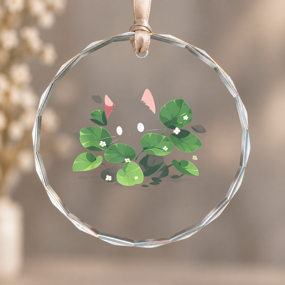 Black Cat Sprout Plant Ornament, Home Decoration, Circle Glass Ornament
