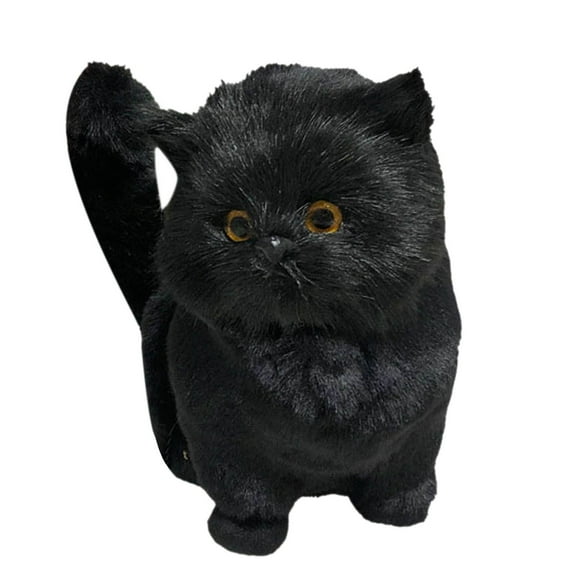 Black Cat Standing Soft Stuffed Plush Toy 7.09" Long, Cute and Lifelike Black Cat Plush Toys for Kids Boys Girls, Home Decoration