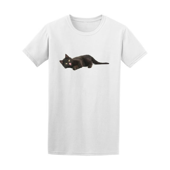Black Cat Sticking Tongue Out T-Shirt Men -Image by Shutterstock, Male Small