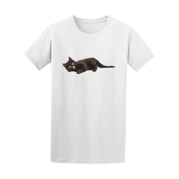 Black Cat Sticking Tongue Out Tee Men's -Image by Shutterstock