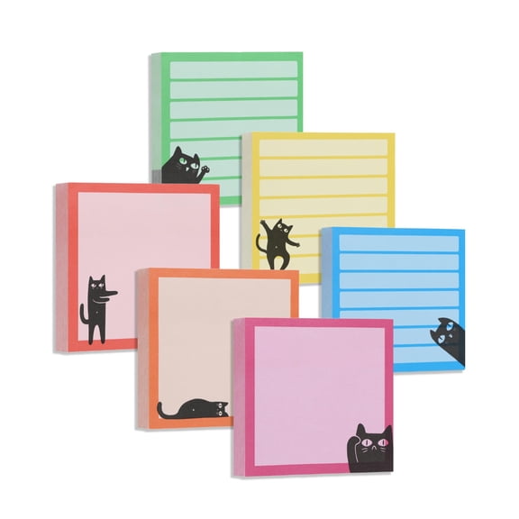 Black Cat Sticky Notes, Memo Pads, Self-Stick Note Pad for Office, Home, Study & Organization