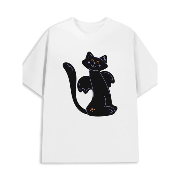 Black Cat T-Shirt 180G 100% Cotton 180G 100% Cotton men's 2025 plus size elegant white Original Unisex Shirt Short Sleeve tshirts Unique Design Unisex Shirt Printed tshirts new years gifts