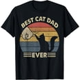 thumbnail image 1 of Black Cat T Shirt Best Cat Dad Ever Vintage Retro Funny Mens T-Shirt, 1 of 3