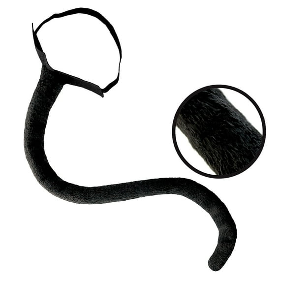 Black Cat Tail Costume Accessory, 28-inch Long Furry Tail for Costume