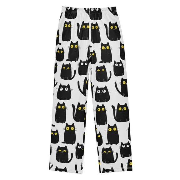 Black Cat Texture Pajama Pants Soft Lightweight Lounge Pants Bottoms Sleep Pants Warm Comfy