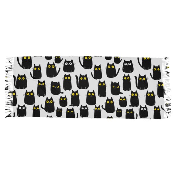 Black Cat Texture Women's Cold Weather Scarves Lightweight Warm Fashion Scarves, Breathable 86.6''x30.7''