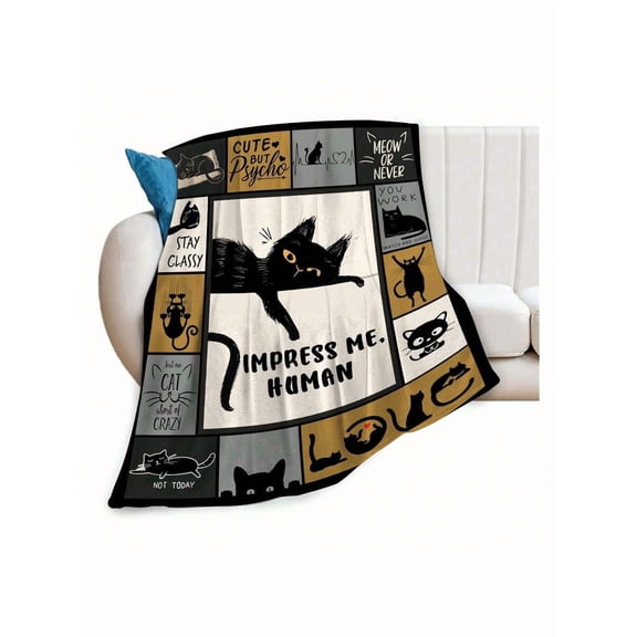 Black Cat Throw Blanket 40x50 Soft Fleece Plush Blanket for Couch Bed Decor Funny Gift for Cat Lovers Women Men