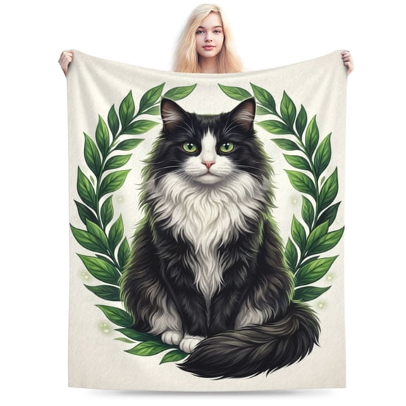 Black Cat Throw Blanket, Cat Lover Gifts for Women Men, Black and White Cats Bedding Blanket for Couch 50x40